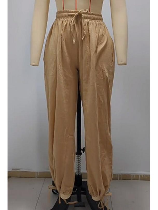 Bohemian Solid Color Drawstring Beach Pants - New Loose Casual Trousers