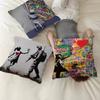 Banksy Street Graffiti Art Pillow Cover Soft Decor Throw Pillow Case 45x45cm Couch Home Decor for Living Room Sofa Party Gift