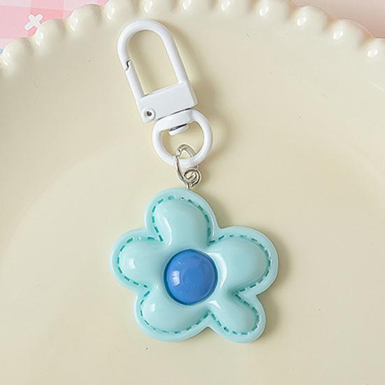 6Pcs Keychain Imitation Leather Texture Flower Shape Keychain Pendant with Alloy Buckle Mobile Phone Bag Hanging Ornament