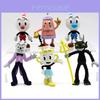 Boneco Colorido do Cuphead de 3,6-4 Polegadas, Jogo Periférico, Decorações de Bolo Artesanais, Conjunto de 6 Peças