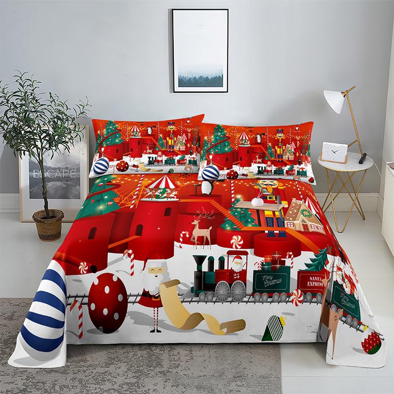 Comforter Merry Christmas Bed With 3D Print Santa Claus Home Decor New Year King Queen Full Size Red Bed