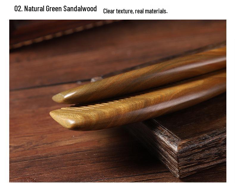 Green Sandalwood Comb - Natural Wood Hairdressing Massage Comb for Long Hair