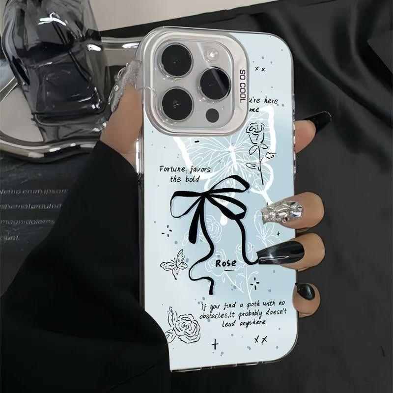 Bow beautiful colored silver shell for apple 11/11/11 pro mobile phone case 11promax11/1111 trend