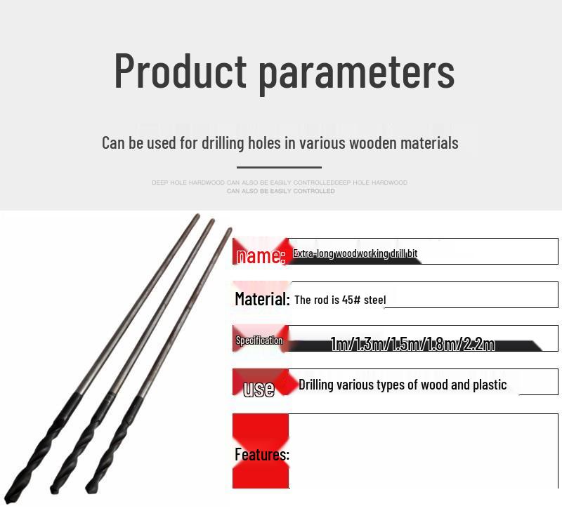 Extended Woodworking Drill Bit Template & Connection Rod for Hole Enlargement