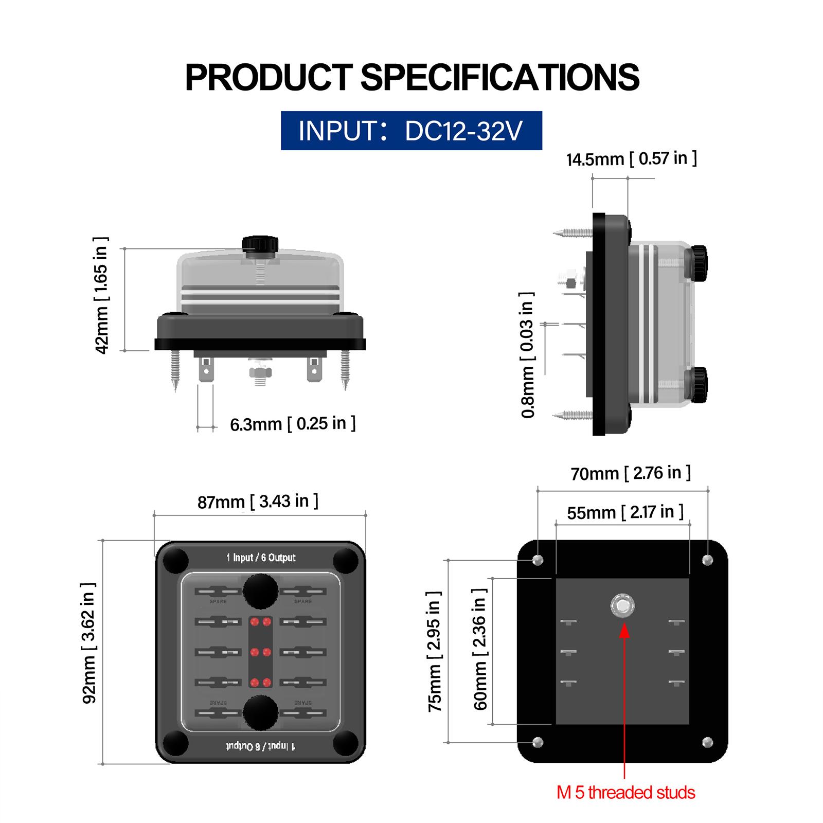 6-контактный блок с держателем коробки цепи заземления для защитной крышки светодиодная — фото 9