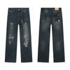 Jeans Retro Vintage Straight Legs High Street Washed Ripped Casual Pants Trousers