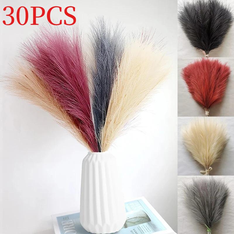 10/30Pcs Fluffy Pampas Grass Artificial Flowers Decoration for Wedding Boho Bouquet Party Home Vase Decor Fake Plant Reed Flower