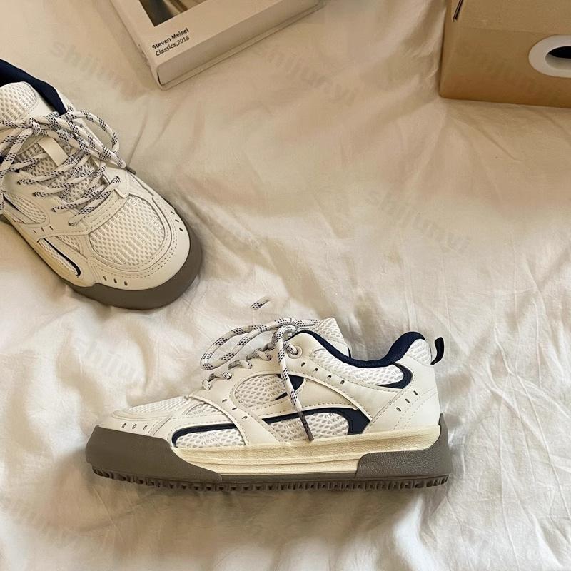 Fashion Women's White Sneakers 2025 Summer New Mesh Breathable Outdoor Non Slip Running Shoes Fashion Lace Up Comfortable Casual Shoes