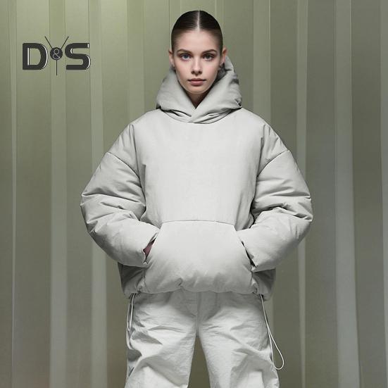 Manteau d'hiver en coton pour femme, épais, rembourré, coupe-vent, rétention de la chaleur, avec grande poche, capuche, couleur unie, manches longues, pull