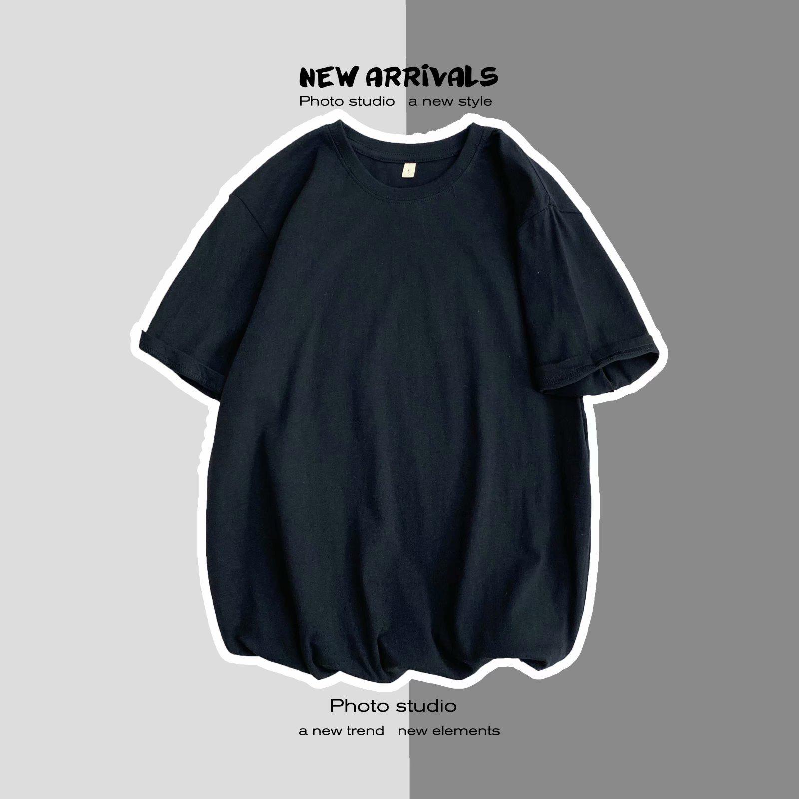 

Футболка свободного кроя с коротким рукавом в стиле ретро унисекс - доступна в белом и черном цветах M (80-100 jin) чёрный