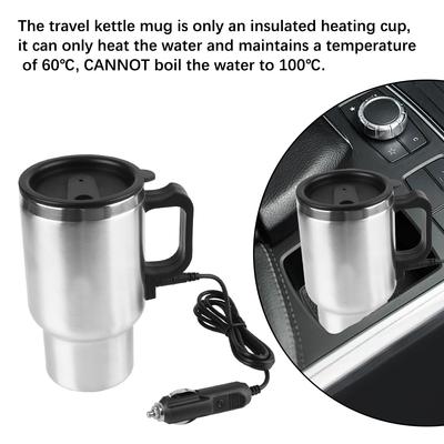 Vehicle Heating Cup Electric Heating Car Truck Cup Camping Travel Kettle Stainless Steel Water Coffee Milk Thermal Mug 12V 450ml