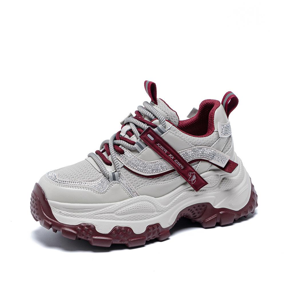 Super hot daddy shoes women's spring new rhinestone thick sole heightening women's shoes versatile casual sports shoes