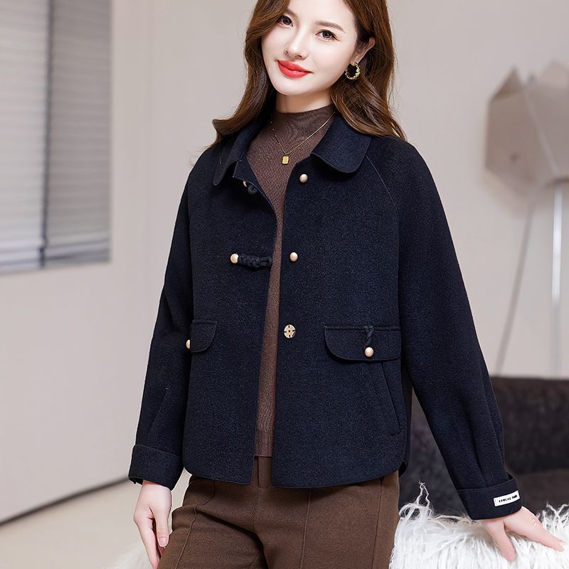 Autumn and Winter Short Double-Sided Plush Woolen Coat Loose Fit Jacket for Petite Women