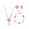 Glücksklee Zirkonia Set - Damen Halskette Armband Ohrringe - Luxus Mode Braut Accessoires