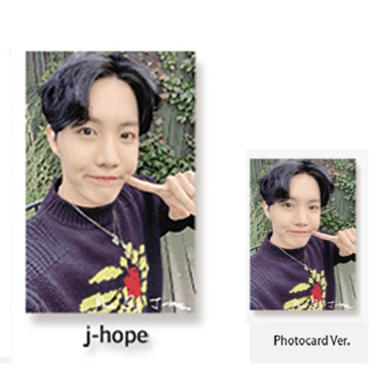 

Двояковыпуклая открытка и фотокарточка BTS BE