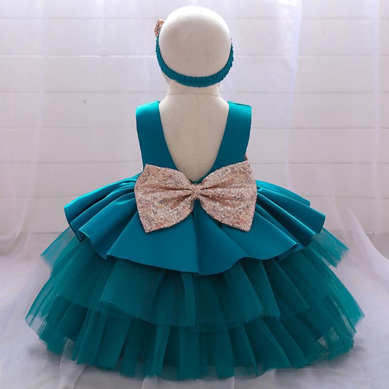 FYMNSI Vestito Da Principessa Per Bambina, In Tulle Con Fiocco, 0-24 Mesi, Per Compleanno, Battesimo, Matrimonio