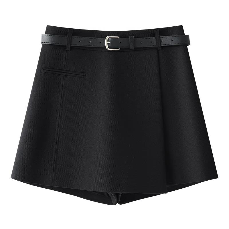 

Женские серые шорты-юбка с высокой талией и эффектом похудения - Элегантные летние шорты-кюлоты для миниатюрных фигур 2025 2XL [125-135 kg] чёрный