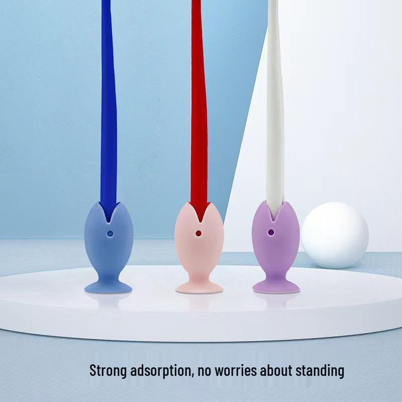 Silicone Fish Toothbrush Holder & Wall-Mount Suction Set