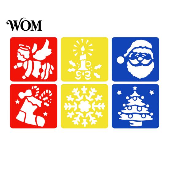 Reusable Paint Stencil 6 Pcs Painting Template Stencils, 5.5x5.9 Inch Washable DIY PP Plastic Art Stencils for Wood Paper Fabric, Home Decor