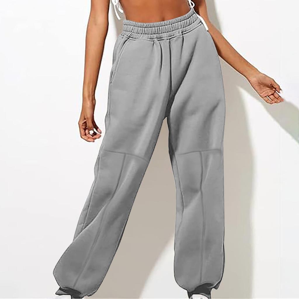 Women's Winter Sweatpants Color Casual Pants Women's Fleece Sweatpants Wide Leg Straight Pants