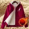 Sweatshirt for Men Coat Jacket Plush Lined Cardigan Hoodie Front Pockets Warm Zipper Lamb Woolen Printed Feather Autumn Winter Red