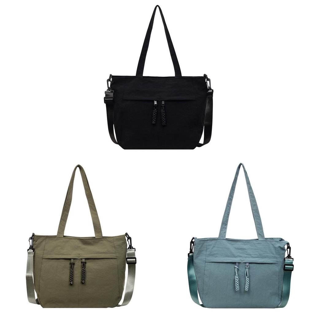 Minimalist Nylon Tote Bag With Top Zipper For Daily Commuting And Casual Wear