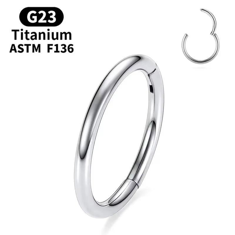 1/2 Stück ASTM F136 G23 Titan Nasenring Damen Creolen Piercing Körperschmuck Scharnier Clicker Offener Membran Nasenring