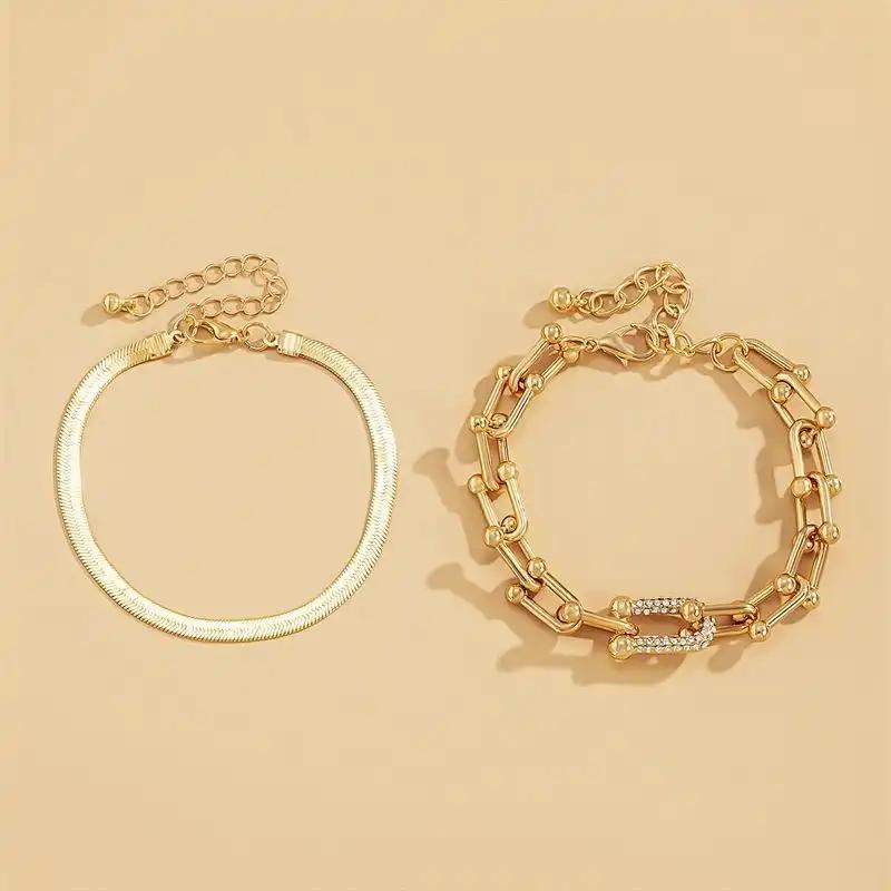 Браслет женский модный ретро плоский с текстурой кости змеи 19CM