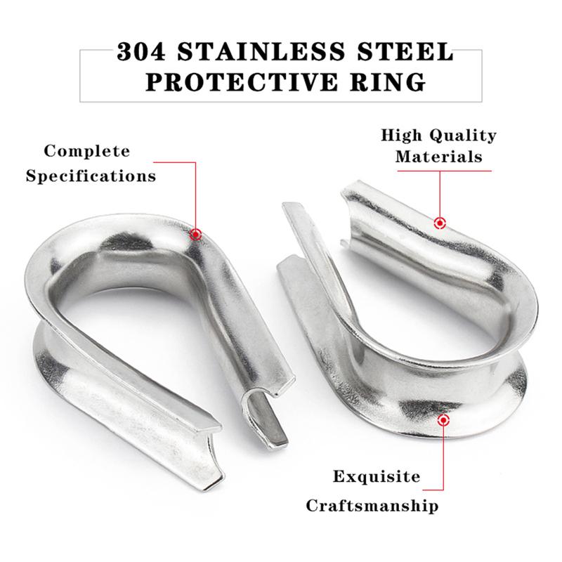 

M2 M3 M4 M5-M6-M8-M10 304 Stainless Steel Cable Wire Rope Protective Sleeve Chicke Riggingn Heart Ring Fixing Workpiece (M5)-5pcs