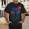 Heren- en Dames-T-shirts Pompoen Heks Skelet En Zwarte Kat Sterrennacht Kat Halloween Kostuum T-shirt