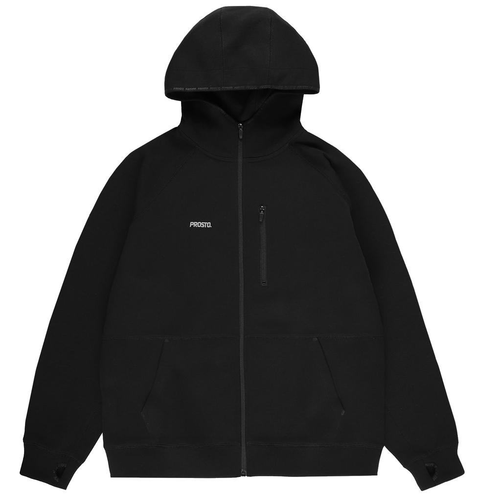 Prosto Tech Zip Speedy Hoodie, Mens black Sweatshirt
