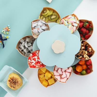 1/2layers Creative Flower Petal Shaped Fruit Plate Rotatable Food Candy Storage Box Nuts Snack Tray Snack Storage Organizer Box