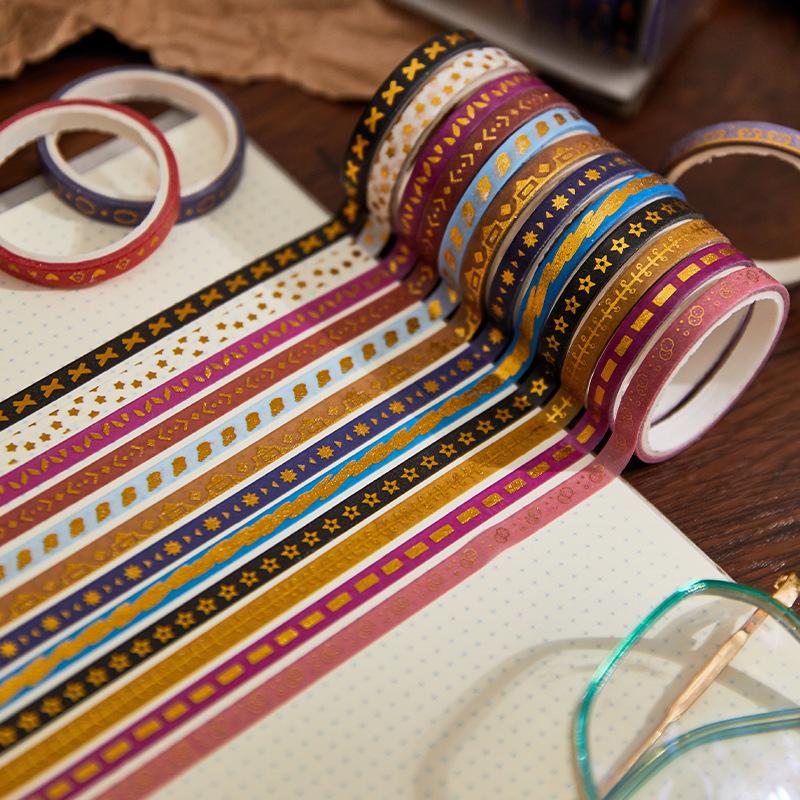 Hot Stamping and Paper Tape Collage DIY Hand Account Frame Pull Strip Decorative Sticker with Extremely Fine Dividing Lines