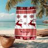 Custom Name Ultra-Soft Beach Towel with Christmas reindeer Theme,Ideal for Pool - Camping, Diving - Perfect Travel Essential, Vibrant Beach Towel.