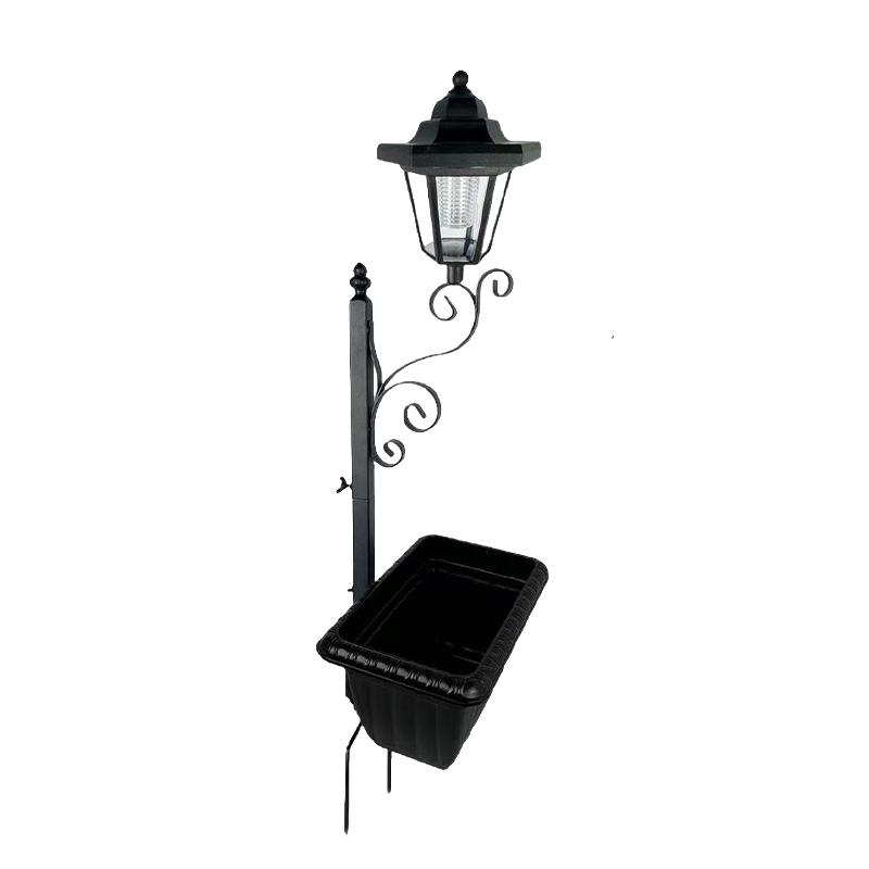 Solar Lamppost with Planter Garden Decorative Lamp Iron Flower Rack Flower Pot Landscape Atmosphere Lamp for Yard Pathway Decor