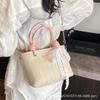 Foreign straw bag women's new high-end texture woven large capacity commuter shopping bag tote beach bag