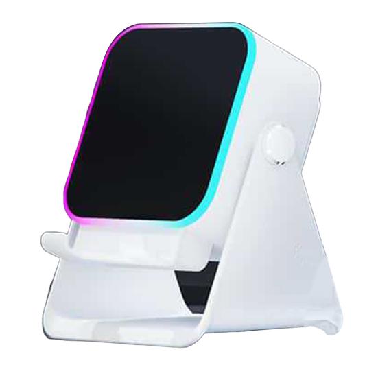 

Wireless Induction Speaker with Adjustable Cell Phone Stand Stereo Sound Colorful Light Rechargeable 5-in-1 Bluetooth-compatible Speaker