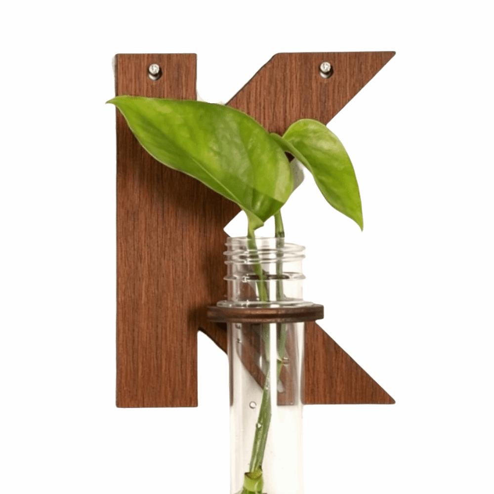 Flower Holder Wooden Hydroponic Planter Shelf A-Z Alphabet Vase Wall Decoration Home Ornaments Retro Flower Pot Indoor Garden