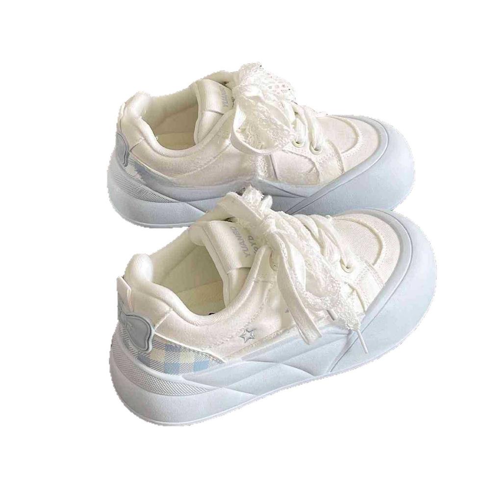 Student thick baseplate shoes women's 2025 new summer breathable little white shoes children ins trendy versatile bread shoes women