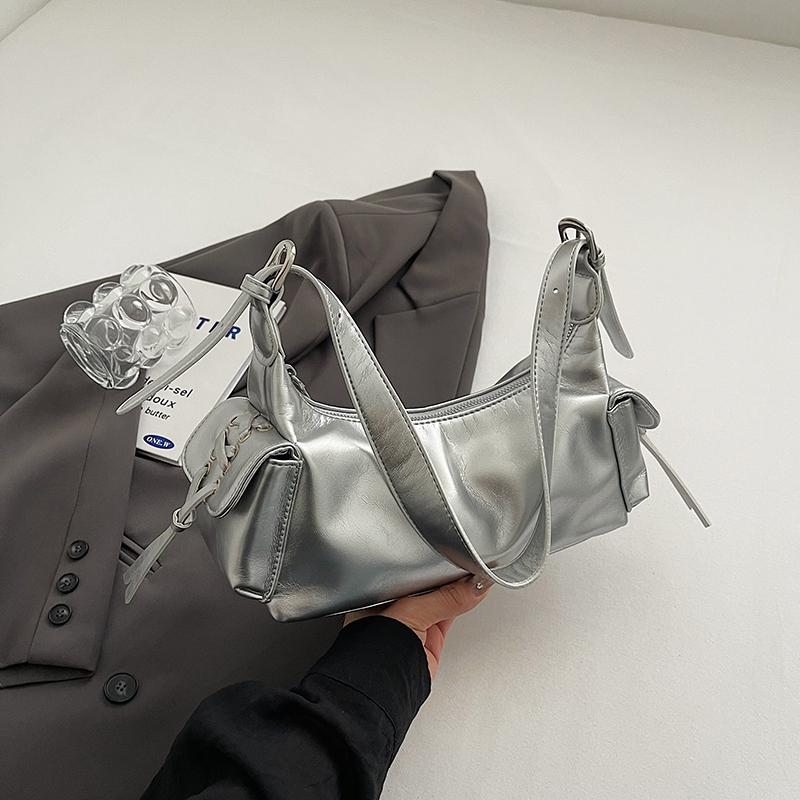 Soft leather bag for women retro texture red monochromatic versatile shoulder shopping women's bags