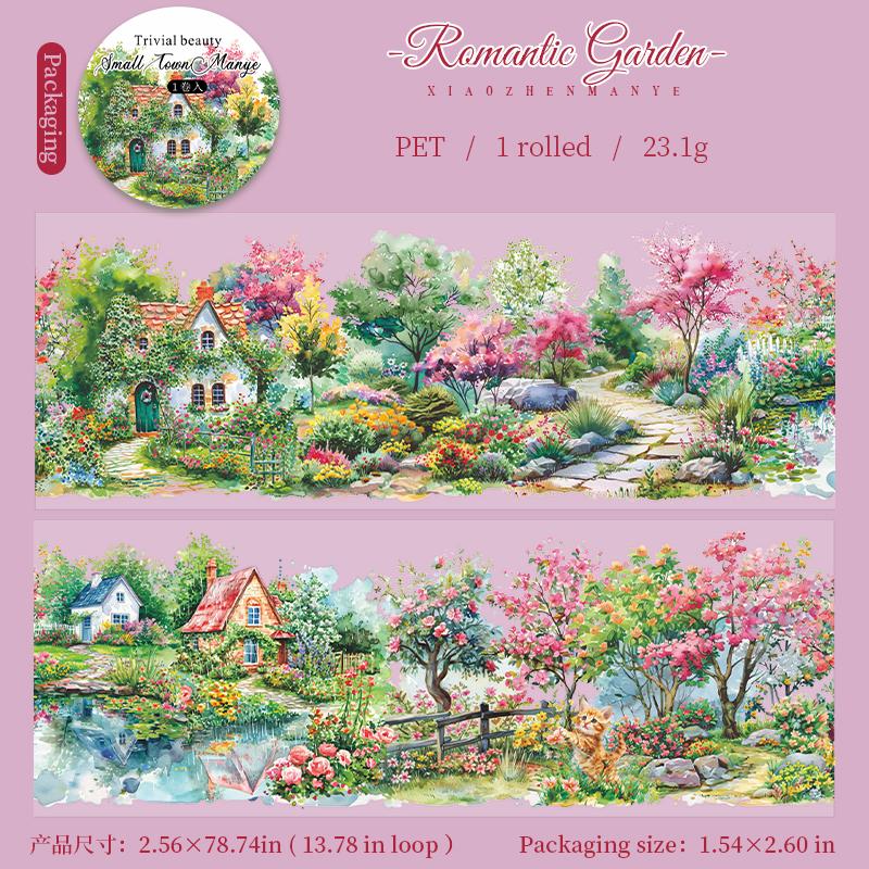 65mm * 2m/roll Ins Mountain Town Scenery PET Sticker Tape Creative Collage Junk Journal DIY Scrapbook Aesthetic Masking Tape