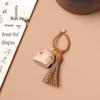 Beech Wood Lucky Cat Tassel Keychain – Cute Wooden Cat Pendant & Bag Ornament Gift