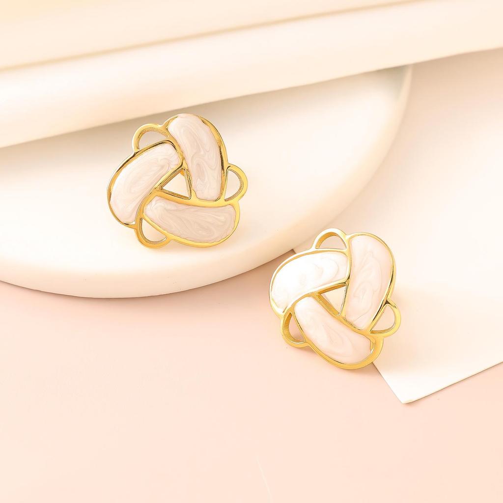 French Enamel Drip Oil Earrings: Stainless Steel, Irregular, Titanium Women's Luxury