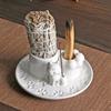 Nordic White Ceramic Incense Candle Holder - Minimalist Sage Dish for Atmosphere Decor.