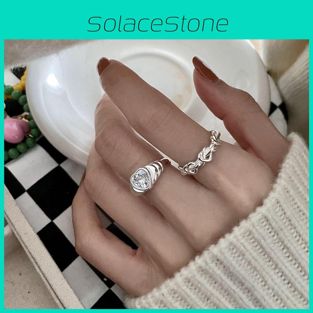 Chic Korean Dongsamun Inspired Twisted Heart Ring With Dazzling 925 Silver