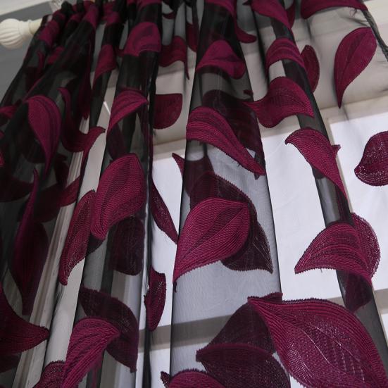 2ks Listový tyl Dveře Okno Závěsový panel Průsvitný šátek Ložnice drapérie