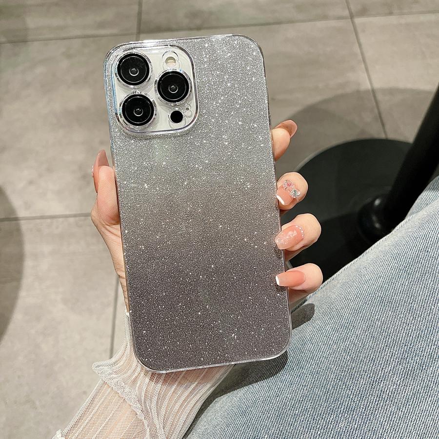 

Роскошный прозрачный блестящий чехол для телефона для iPhone 15 12 13 14 Pro Max Plus, защитный мягкий акриловый чехол для ПК iPhone 15 Pro Max чёрный