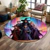 "Elegant Sorcerers In Futuristic City" Print Round Rug, Living Room, Bedroom, Playroom Carpet, Non Slip Floor Mat, Gift