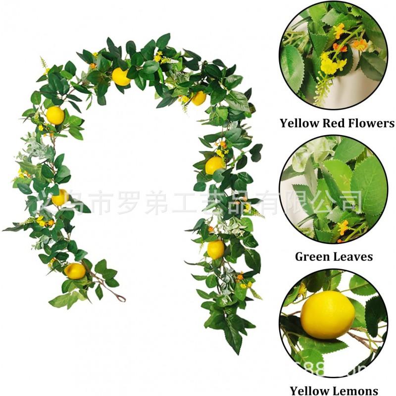 Artificial Lemon Peony Wreath Wall Hanging Decor Door Home Festival Party Decoration