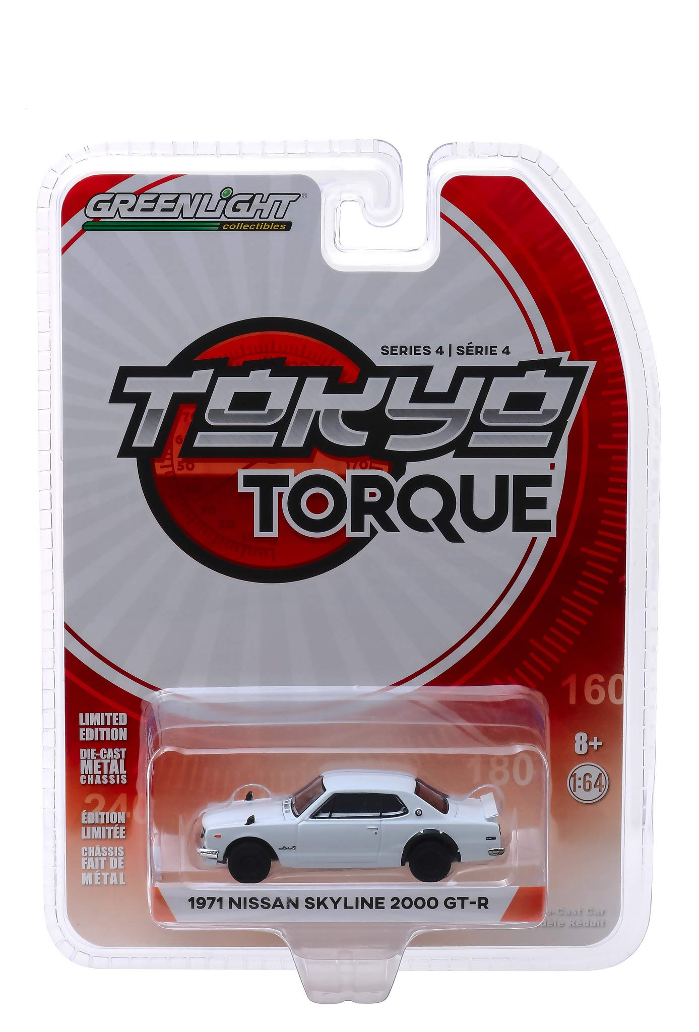 Greenlight 1971 Nissan Skyline 2000 Белый Серия Tokyo Torque 4 Металлическая Модель Автомобиля 47020 B GT-R 1/64 белый